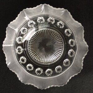 Vintage Cut Glass Bowl Clear Small Candy Nuts Trinket Dish Fluted Rim Pop Beads